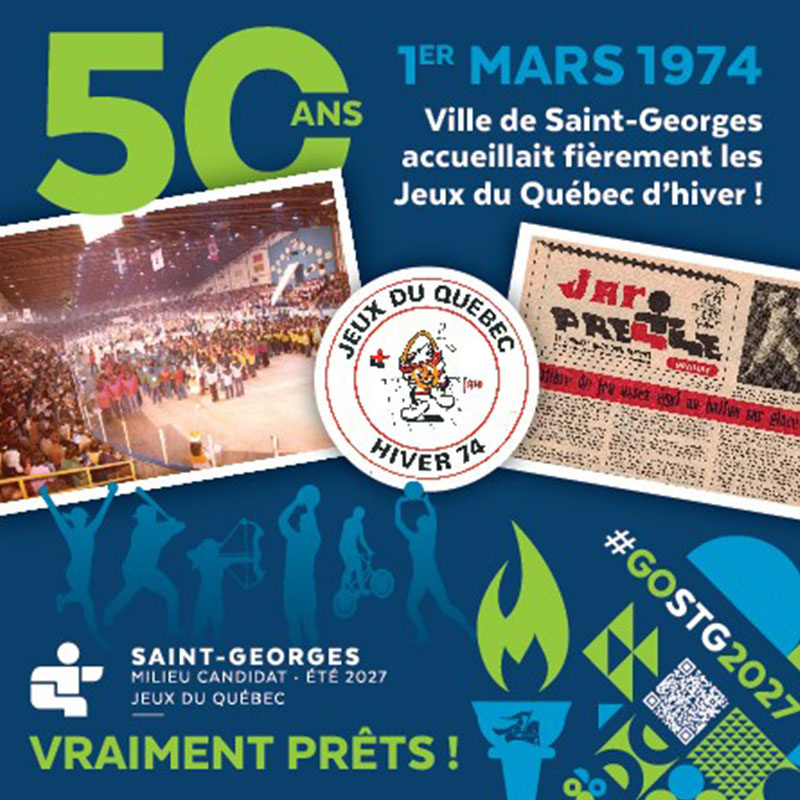 Il y a 50 ans aujourd’hui, 1er mars, Ville de Saint-Georges accueillait les Jeux du Québec d’hiver.