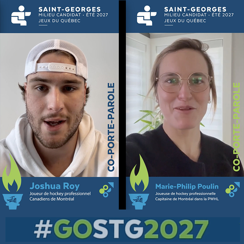 Jeux du Québec à l’été 2027 Marie-Philip Poulin et Joshua Roy sont les co-porte-paroles de Ville de Saint-Georges